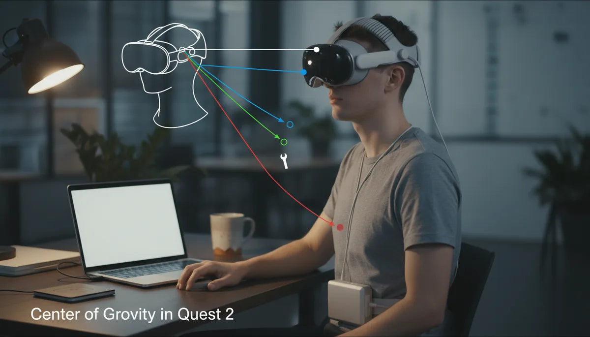 How battery pack placement affects Quest 2 center of gravity and neck strain