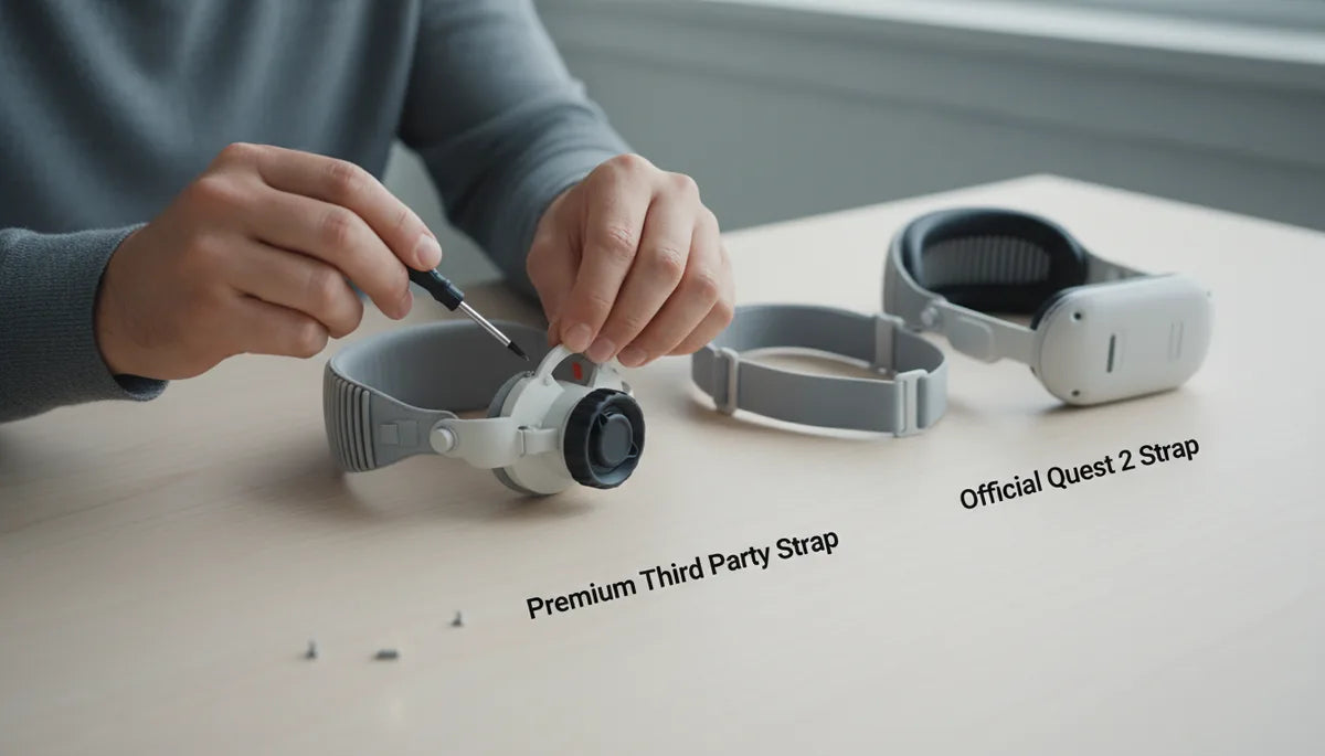 Side-by-side comparisons official Quest 2 strap versus premium third-party options
